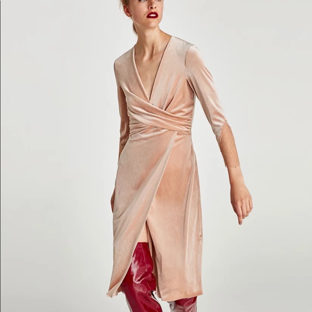NWT Blush Pink Velvet Zara Dress